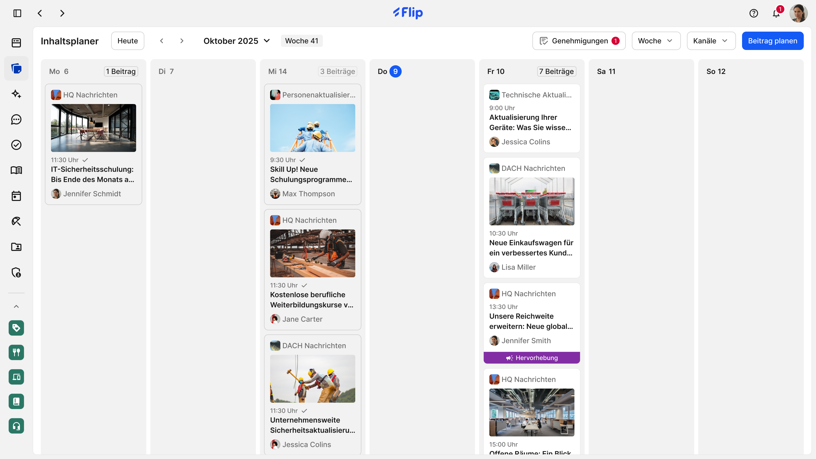 Content Planner weekly view