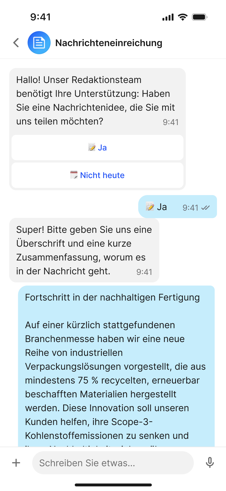 News submission chatbot flow