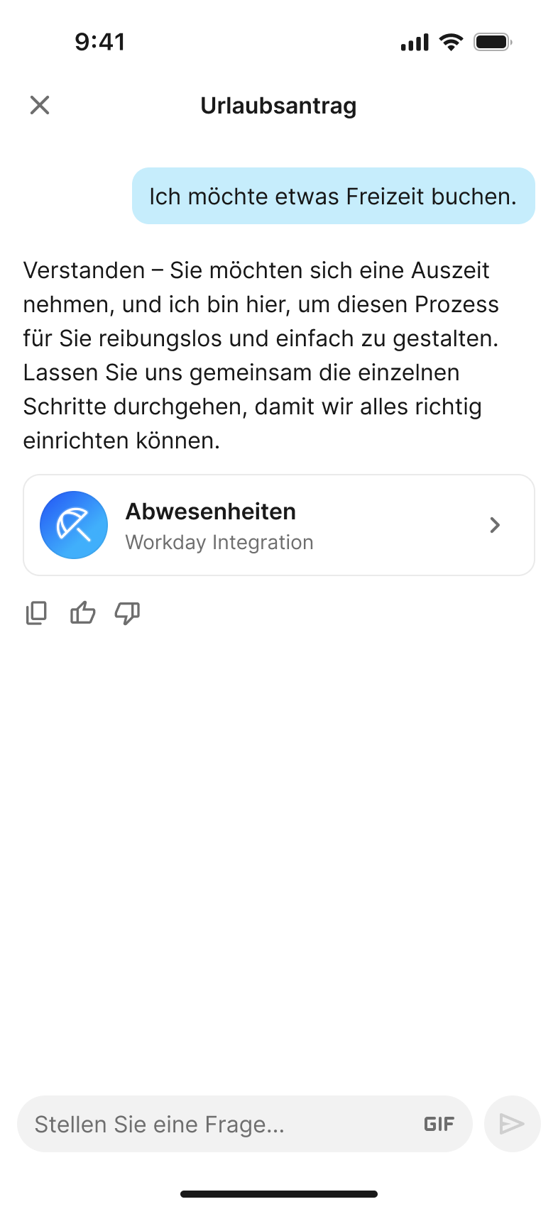 AskAI time off request with Workday integration