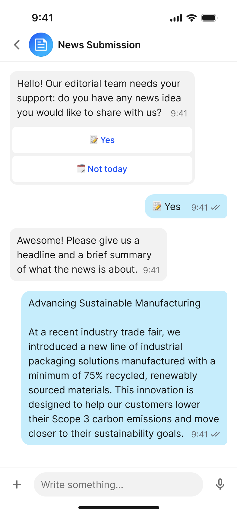 News submission chatbot flow