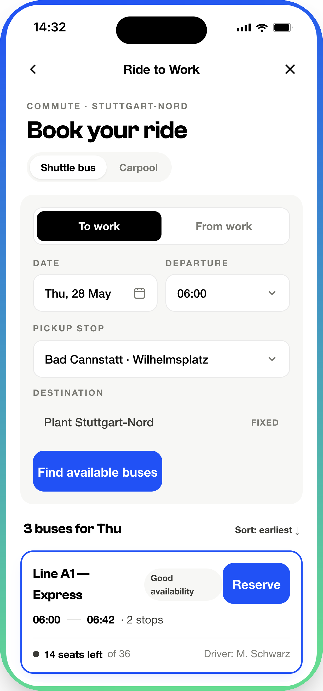 Mitfahrt-Reservierung-App