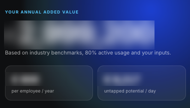 Preview of ROI calculator results with values hidden